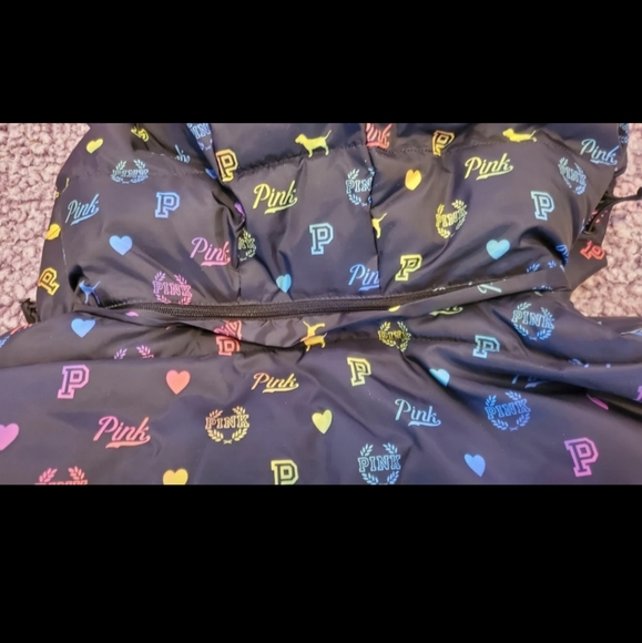 PINK VS Medium Rainbow Puffer Winter Coat - Picture 7 of 8